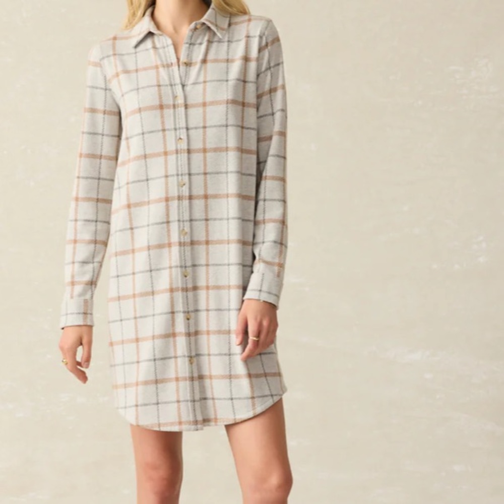 Faherty Women’s Legend Shirtdress, plaid tundra, small